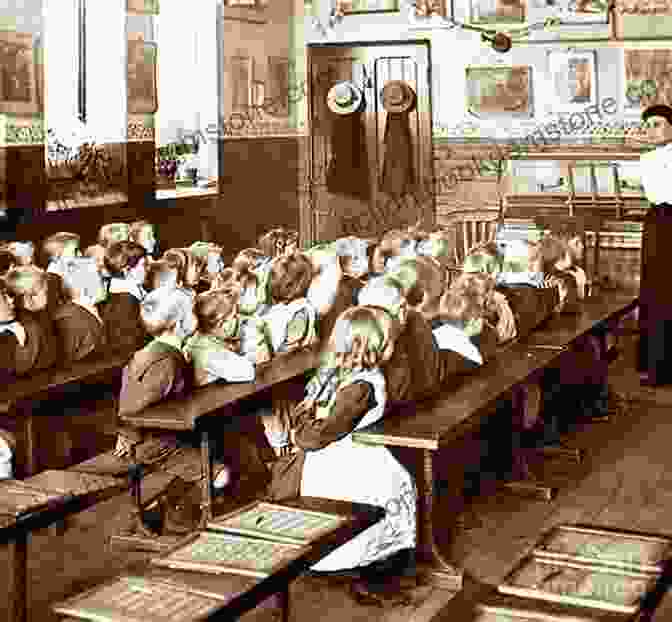 A Black And White Photograph Of Children In A Vintage Classroom, Capturing The Formal And Structured Nature Of Education In The Past. Children: A Pictorial Archive (Dover Pictorial Archive)