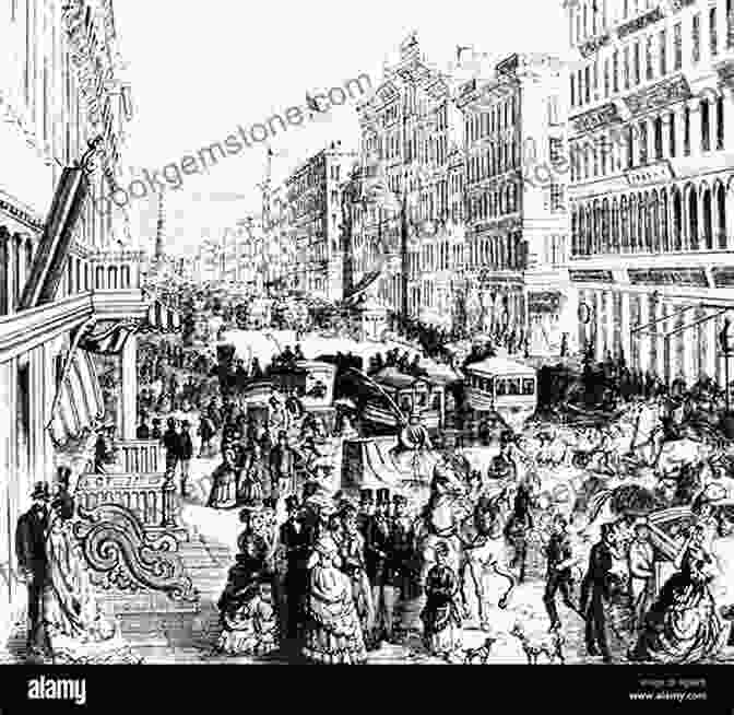 A Bustling Street Scene In A 19th Century City, Filled With Horse Drawn Carriages And People In Period Clothing. Arms And Armor: A Pictorial Archive From Nineteenth Century Sources (Dover Pictorial Archive)