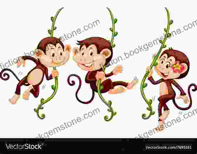 A Whimsical Sketch Of A Playful Monkey Swinging From A Vine, Its Expressive Eyes Conveying Mischief And Delight. Art Nouveau Frames And Borders: 250 Copyright Free Illustrations (Dover Pictorial Archive)